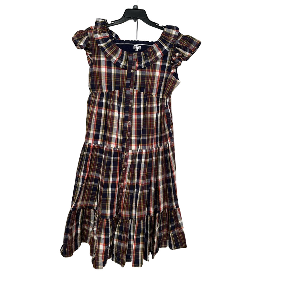 Blueberi Boulevard Cotton Plaid Fully Lined  Dress NWT